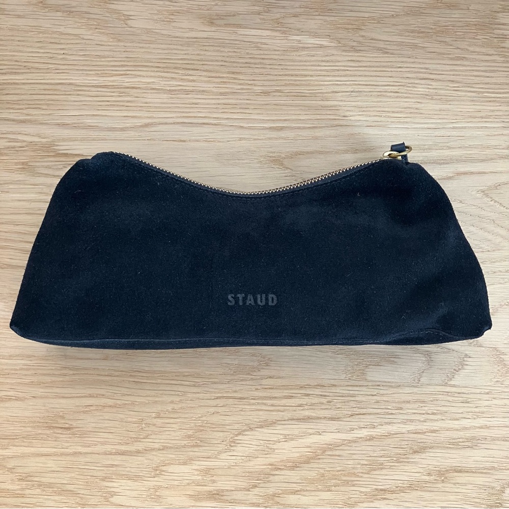 Staud Black Suede Leather Clutch Bag